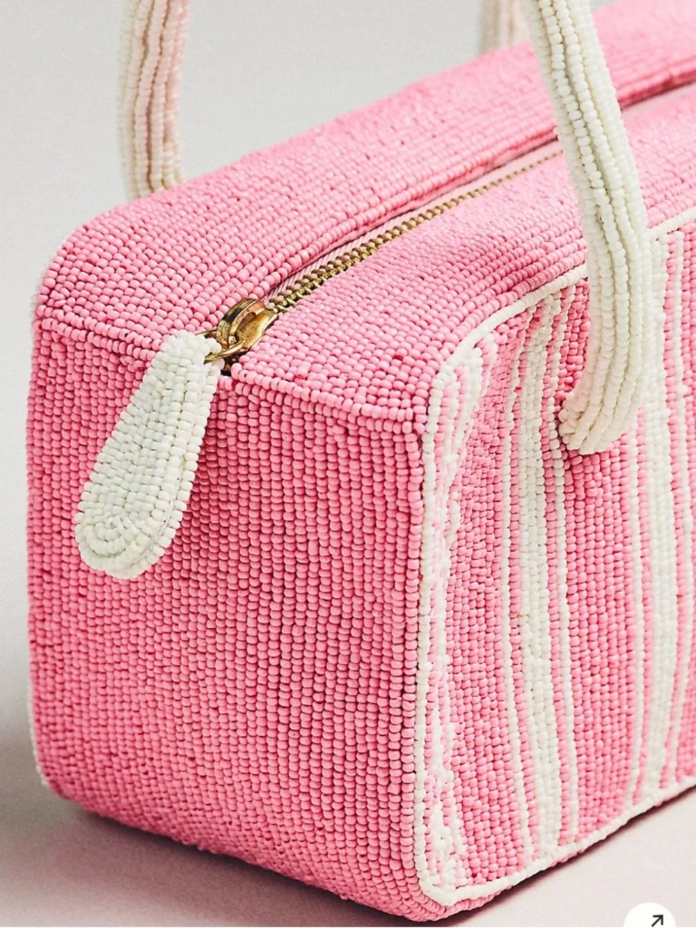 NWT Anthropologie Box-Shaped Bag Pink Stripe - Picture 3 of 6
